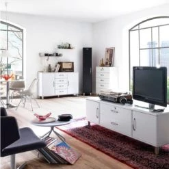 Meubles & Design Commodes Et Cabinets Commode Vintage 5 Tiroirs Effet Bois Blanc -Coffres et malles Soldes commode vintage 5 tiroirs effet bois blanc 3