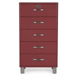 Meubles & Design Commodes Et Cabinets Commode Vintage 5 Tiroirs Effet Bois Bordeaux -Coffres et malles Soldes commode vintage 5 tiroirs effet bois bordeaux 1