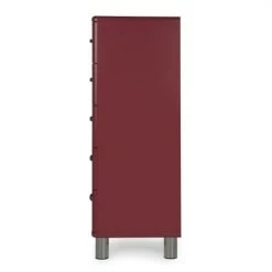 Meubles & Design Commodes Et Cabinets Commode Vintage 5 Tiroirs Effet Bois Bordeaux -Coffres et malles Soldes commode vintage 5 tiroirs effet bois bordeaux 2