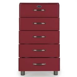 Meubles & Design Commodes Et Cabinets Commode Vintage 5 Tiroirs Effet Bois Bordeaux -Coffres et malles Soldes commode vintage 5 tiroirs effet bois bordeaux 3