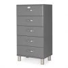 Meubles & Design Commodes Et Cabinets Commode Vintage 5 Tiroirs Effet Bois Gris Foncé -Coffres et malles Soldes commode vintage 5 tiroirs effet bois gris fonce