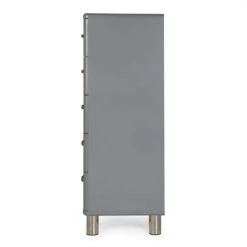 Meubles & Design Commodes Et Cabinets Commode Vintage 5 Tiroirs Effet Bois Gris Foncé -Coffres et malles Soldes commode vintage 5 tiroirs effet bois gris fonce 2