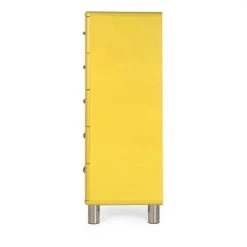 Meubles & Design Commodes Et Cabinets Commode Vintage 5 Tiroirs Effet Bois Jaune -Coffres et malles Soldes commode vintage 5 tiroirs effet bois jaune 2