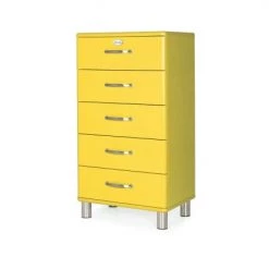 Meubles & Design Commodes Et Cabinets Commode Vintage 5 Tiroirs Effet Bois Jaune