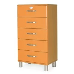 Meubles & Design Commodes Et Cabinets Commode Vintage 5 Tiroirs Effet Bois Noir -Coffres et malles Soldes commode vintage 5 tiroirs effet bois orange