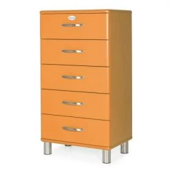 Meubles & Design Commodes Et Cabinets Commode Vintage 5 Tiroirs Effet Bois Orange