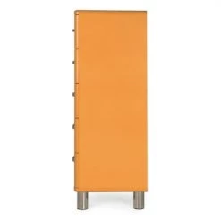 Meubles & Design Commodes Et Cabinets Commode Vintage 5 Tiroirs Effet Bois Orange -Coffres et malles Soldes commode vintage 5 tiroirs effet bois orange 5