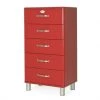 Meubles & Design Commodes Et Cabinets Commode Vintage 5 Tiroirs Effet Bois Rouge -Coffres et malles Soldes commode vintage 5 tiroirs effet bois rouge 2