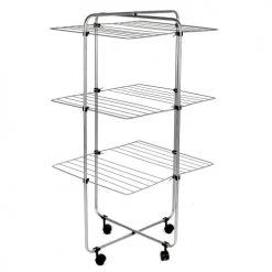 Wadiga Aménagements De Placard Et De Dressing Étendoir à Linge Pliable Tour Sur Roulettes En Métal Chromé