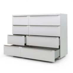 Meubles & Design Commodes Et Cabinets Grande Commode 8 Tiroirs Effet Bois Blanc -Coffres et malles Soldes grande commode 8 tiroirs effet bois blanc 4