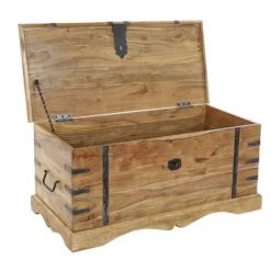 Wadiga Coffres Et Malles Grande Malle De Rangement En Bois Massif Acacia Sur Pied Taillé -Coffres et malles Soldes grande malle de rangement en bois massif acacia sur pied taille 4