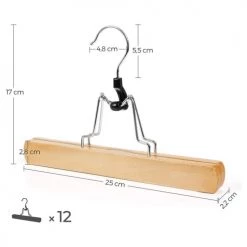 Calicosy Aménagements De Placard Et De Dressing Lot De 12 Cintres Antidérapants Avec Pinces - L25 Cm - Marron -Coffres et malles Soldes lot de 12 cintres antiderapants avec pinces l25 cm marron 2