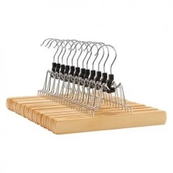 Calicosy Aménagements De Placard Et De Dressing Lot De 12 Cintres Antidérapants Avec Pinces - L25 Cm - Marron