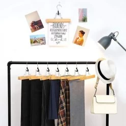 Calicosy Aménagements De Placard Et De Dressing Lot De 12 Cintres Antidérapants Avec Pinces - L25 Cm - Marron -Coffres et malles Soldes lot de 12 cintres antiderapants avec pinces l25 cm marron 3