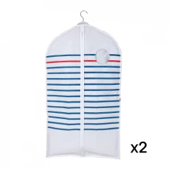 Casâme Aménagements De Placard Et De Dressing Lot De 2 Housses Pour Vêtements à Rayures - Blanc