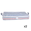 Casâme Aménagements De Placard Et De Dressing Lot De 2 Housses Rayures Sous Lit - 69L - Blanc -Coffres et malles Soldes lot de 2 housses rayures sous lit 69l blanc