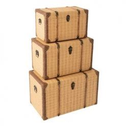 Calicosy Coffres Et Malles Lot De 3 Coffres Rectangulaire Bois Beige Et Marron -Coffres et malles Soldes lot de 3 coffres rectangulaire bois beige et marron 4