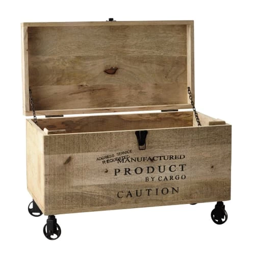 Maisons Du Monde Coffres Et Malles Malle à Roulettes En Bois L 70 Cm 4 Maisons Du Monde Coffres Et Malles Malle à Roulettes En Bois L 70 Cm – Image 2