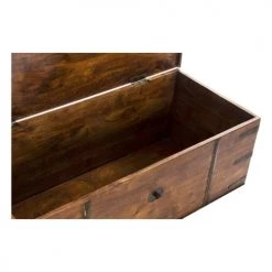 Wadiga Coffres Et Malles Malle De Rangement En Bois Massif Acacia 100x45x40cm -Coffres et malles Soldes malle de rangement en bois massif acacia 100x45x40cm 2