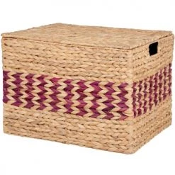 Maisons Du Monde Coffres Et Malles Malle Tressée En Jacinthe D'eau Motif Frise Rouge Et Marron -Coffres et malles Soldes malle tressee en jacinthe d eau motif frise rouge et marron 1000 4 23 227532 2