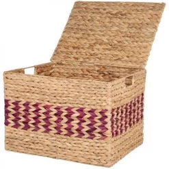 Maisons Du Monde Coffres Et Malles Malle Tressée En Jacinthe D'eau Motif Frise Rouge Et Marron -Coffres et malles Soldes malle tressee en jacinthe d eau motif frise rouge et marron 1000 4 23 227532 3