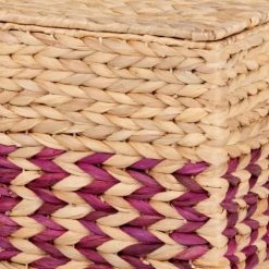 Maisons Du Monde Coffres Et Malles Malle Tressée En Jacinthe D'eau Motif Frise Rouge Et Marron -Coffres et malles Soldes malle tressee en jacinthe d eau motif frise rouge et marron 1000 4 23 227532 4