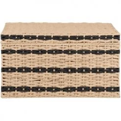 Maisons Du Monde Coffres Et Malles Malle Tressée Jacinthe D'eau Et Métal Beige Et Noir