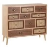Altobuy Commodes Et Cabinets Meuble 11 Tiroirs Bois Massif Et Façade Rotin -Coffres et malles Soldes meuble 11 tiroirs bois massif et facade rotin