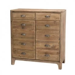 MACABANE Commodes Et Cabinets Meuble 2 Tiroirs 2 Portes Avec Faux Tiroirs En Pin Recyclé