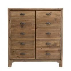 MACABANE Commodes Et Cabinets Meuble 2 Tiroirs 2 Portes Avec Faux Tiroirs En Pin Recyclé -Coffres et malles Soldes meuble 2 tiroirs 2 portes avec faux tiroirs en pin recycle 4