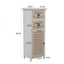 Mobili Rebecca Commodes Et Cabinets Meuble A Colonne Salle De Bain 2 Tiroirs Et Porte En Bois Blanc, Beige -Coffres et malles Soldes meuble a colonne salle de bain 2 tiroirs et porte en bois blanc beige 2