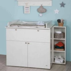 Roba Kids Commodes Et Cabinets Meuble à Langer En Bois Blanc 2 Portes 1 Tiroir Mia -Coffres et malles Soldes meuble a langer en bois blanc 2 portes 1 tiroir mia 1