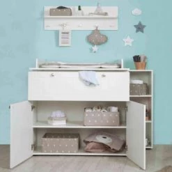 Roba Kids Commodes Et Cabinets Meuble à Langer En Bois Blanc 2 Portes 1 Tiroir Mia -Coffres et malles Soldes meuble a langer en bois blanc 2 portes 1 tiroir mia 2