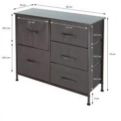 ML-Design Commodes Et Cabinets Meuble à Tiroirs 5 Tiroirs Gris/marron, 80x30x70 Cm, MDF -Coffres et malles Soldes meuble a tiroirs 5 tiroirs gris marron 80x30x70 cm mdf 2