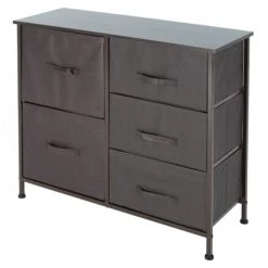 ML-Design Commodes Et Cabinets Meuble Ă Tiroirs 5 Tiroirs Gris/marron, 80x30x70 Cm, MDF