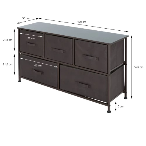 ML-Design Commodes Et Cabinets Meuble à Tiroirs Avec 5 Tiroirs Marron, 100x30x54,5 Cm, En MDF 5 ML-Design Commodes Et Cabinets Meuble à Tiroirs Avec 5 Tiroirs Marron, 100x30x54,5 Cm, En MDF – Image 3