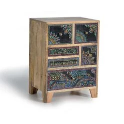 GINER Y COLOMER Commodes Et Cabinets Meuble D'appoint En Bois De Manguier Decorée à La Main -Coffres et malles Soldes meuble d appoint en bois de manguier decoree a la main 3