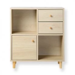 Casâme Commodes Et Cabinets Meuble De Rangement 4 Cases 1 Porte 2 Tiroirs Effet Bois - H 67cm -Coffres et malles Soldes meuble de rangement 4 cases 1 porte 2 tiroirs effet bois h 67cm 3