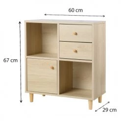 Casâme Commodes Et Cabinets Meuble De Rangement 4 Cases 1 Porte 2 Tiroirs Effet Bois - H 67cm -Coffres et malles Soldes meuble de rangement 4 cases 1 porte 2 tiroirs effet bois h 67cm 4
