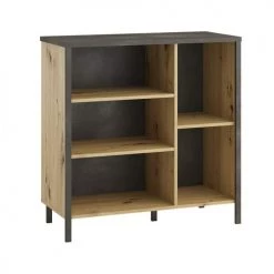 Calicosy Commodes Et Cabinets Meuble De Rangement 5 Étagères Ouvertes - Effet Bois Et Noir