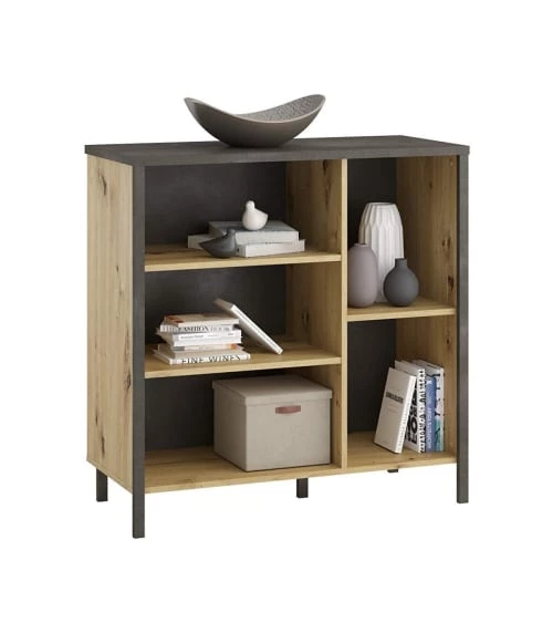 Calicosy Commodes Et Cabinets Meuble De Rangement 5 Étagères Ouvertes - Effet Bois Et Noir 8 Calicosy Commodes Et Cabinets Meuble De Rangement 5 Étagères Ouvertes - Effet Bois Et Noir – Image 6