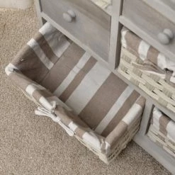 Mobili Rebecca Commodes Et Cabinets Meuble De Rangement à 9 Tiroirs En Bois Et Tissu Gris -Coffres et malles Soldes meuble de rangement a 9 tiroirs en bois et tissu gris 4