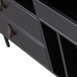 Woood Commodes Et Cabinets Meuble De Rangement à Vinyles En Bois Noir -Coffres et malles Soldes meuble de rangement a vinyles en bois noir 4