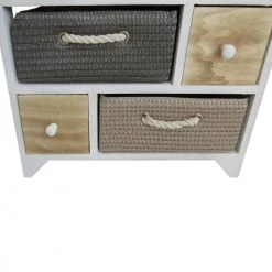 Mobili Rebecca Commodes Et Cabinets Meuble De Rangement En Bois Et En Tissu 10 Tiroirs Blanc Et Gris -Coffres et malles Soldes meuble de rangement en bois et en tissu 10 tiroirs blanc et gris 5