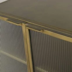 Maisons Du Monde Commodes Et Cabinets Meuble De Rangement En Métal Doré Et Portes Battantes En Verre Ondulé -Coffres et malles Soldes meuble de rangement en metal dore et portes battantes en verre ondule 1000 8 21 225275 3