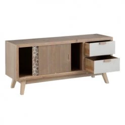 Altobuy Commodes Et Cabinets Meuble Tv 2 Portes 2 Tiroirs Avec Motifs Blancs -Coffres et malles Soldes meuble tv 2 portes 2 tiroirs avec motifs blancs 2