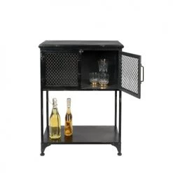 Dutchbone Commodes Et Cabinets Mini-bar En Métal Noir Patiné -Coffres et malles Soldes mini bar en metal noir patine 3
