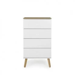 Tenzo Commodes Et Cabinets Petit Meuble De Rangement En Bois 4 Tiroirs H98cm Blanc