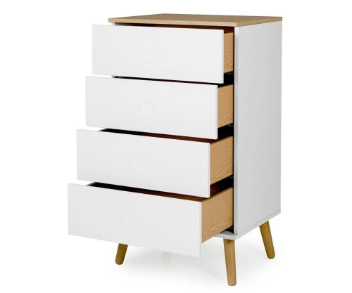 Tenzo Commodes Et Cabinets Petit Meuble De Rangement En Bois 4 Tiroirs H98cm Blanc 7 Tenzo Commodes Et Cabinets Petit Meuble De Rangement En Bois 4 Tiroirs H98cm Blanc – Image 5