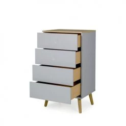 Tenzo Commodes Et Cabinets Petit Meuble De Rangement En Bois 4 Tiroirs H98cm Gris Clair -Coffres et malles Soldes petit meuble de rangement en bois 4 tiroirs h98cm gris clair 3